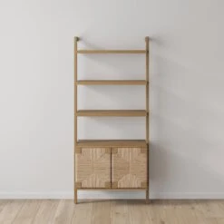 Boho Seagrass & Wood Bookshelf Light Brown