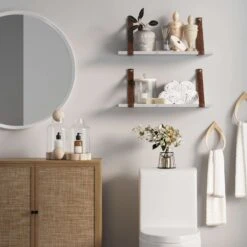 Faux Marble Floating Wall Shelf Set Of 2 -Nathan James 67701 IMG2 2