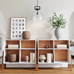 Mid-Century Cubby Console Table