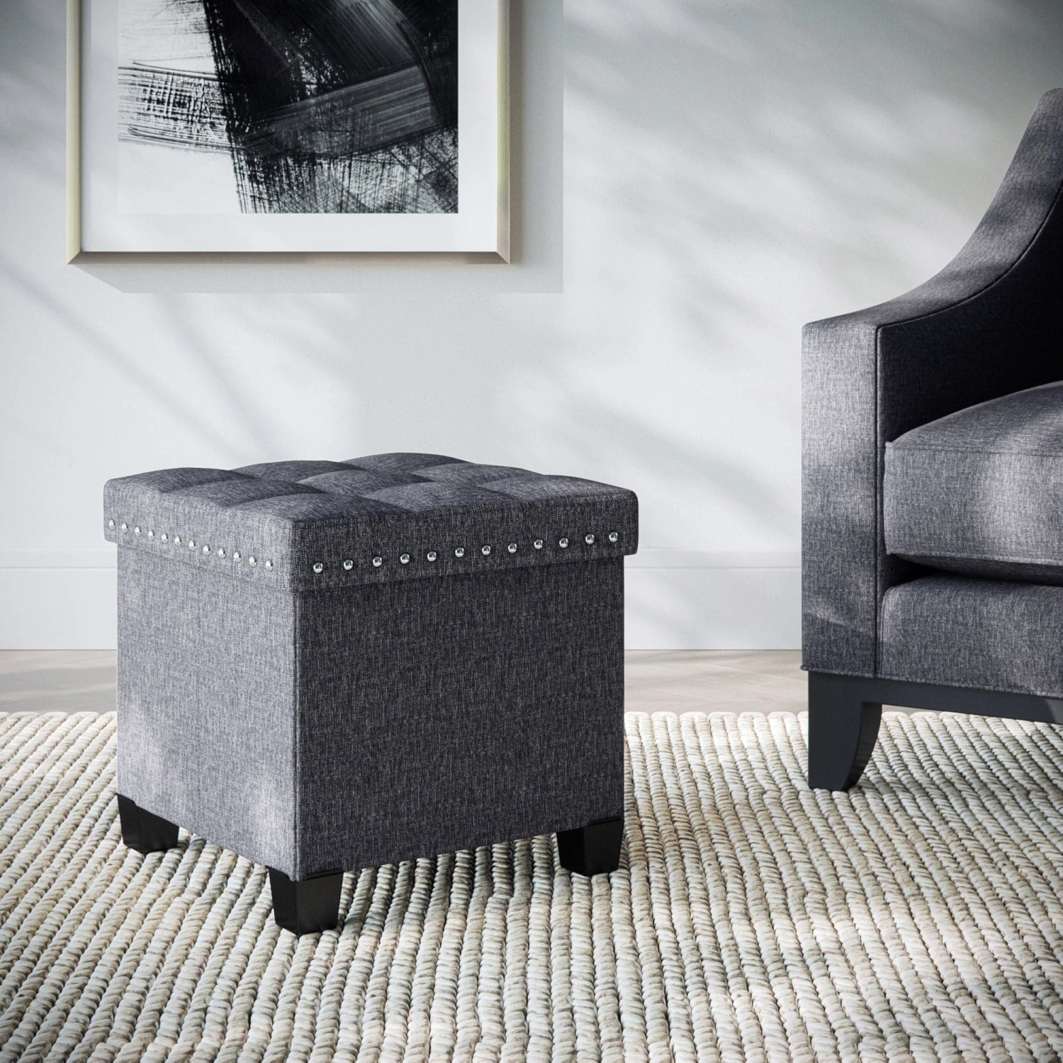 Storage Cube Ottoman Tufted Charcoal Storage Cube Ottoman Tufted Charcoal -Nathan James 71102 HERO 7656e957 046c 420a bb48 c3937c4ee3f2
