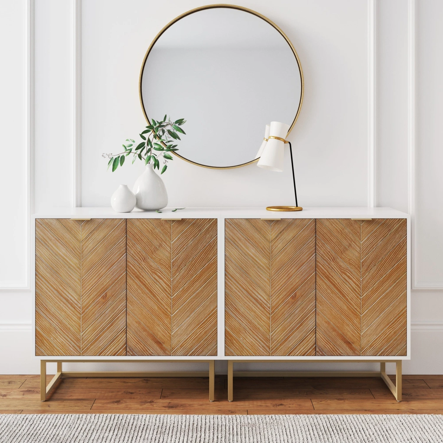 Wood Herringbone Console Table White Wood Herringbone Console Table White -Nathan James 71201 2 HERO a8e1a105 c498 43d5 99a0 5ec24d0e43ed