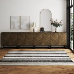 Herringbone Large Console Table Walnut