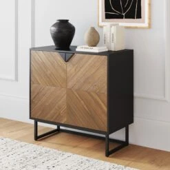 Wood 2-Door Storage Cabinet Brushed Fir