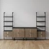 Boho Rattan Wall Shelving Bundle Black