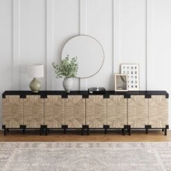 Wood & Seagrass Large Console Black