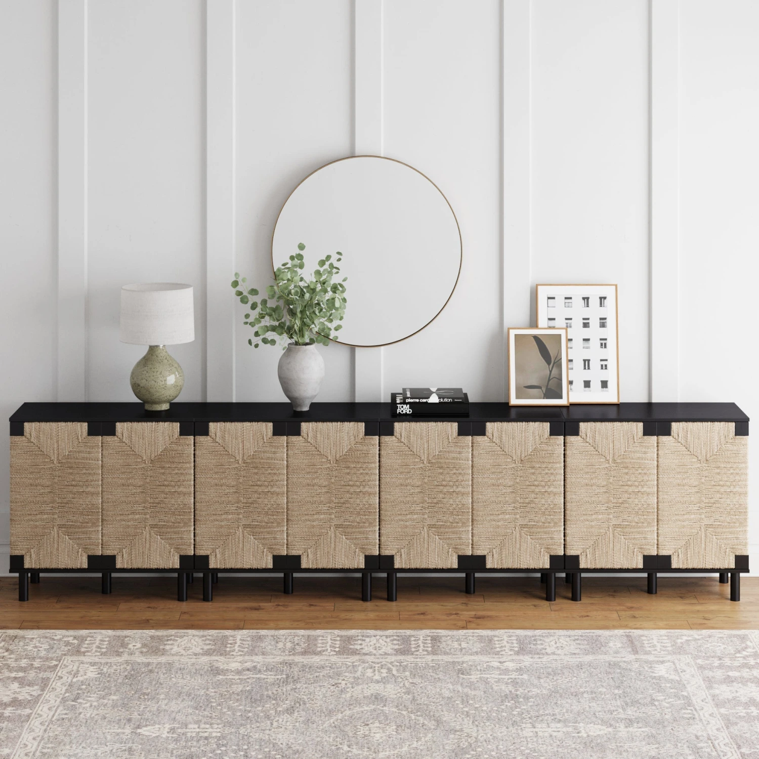 Wood & Seagrass Large Console Black Wood & Seagrass Large Console Black -Nathan James 71402 4 HERO aaeadf8c 8c4f 429f 8591 b563cc700b0d