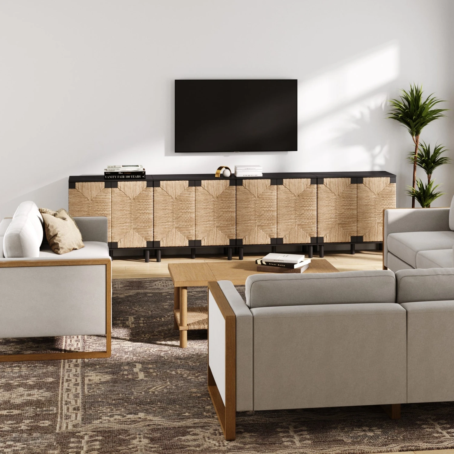 Wood & Seagrass Large Console Black Wood & Seagrass Large Console Black -Nathan James 71402 4 LS 5a308973 fbf8 4d07 9a71 1235968b340b