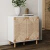 Wood & Seagrass Storage Cabinet White