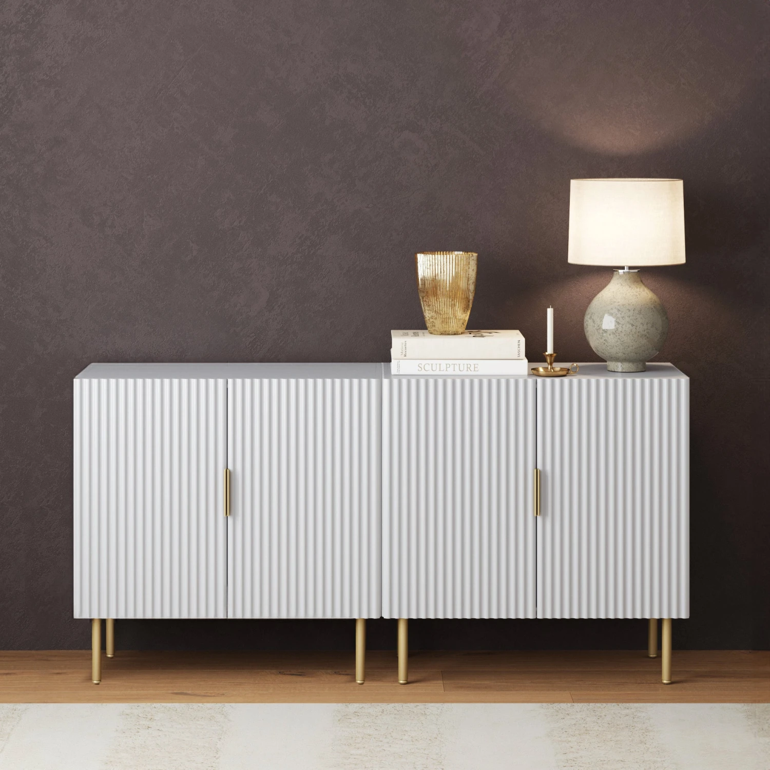 Wood Fluted Glam Console Table Wood Fluted Glam Console Table -Nathan James 71501 2 HERO