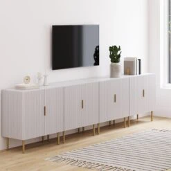 Wood Fluted Glam Large Console