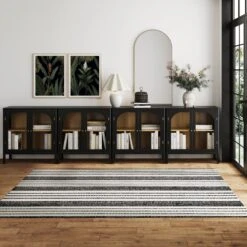 Glass Door Large Console Black