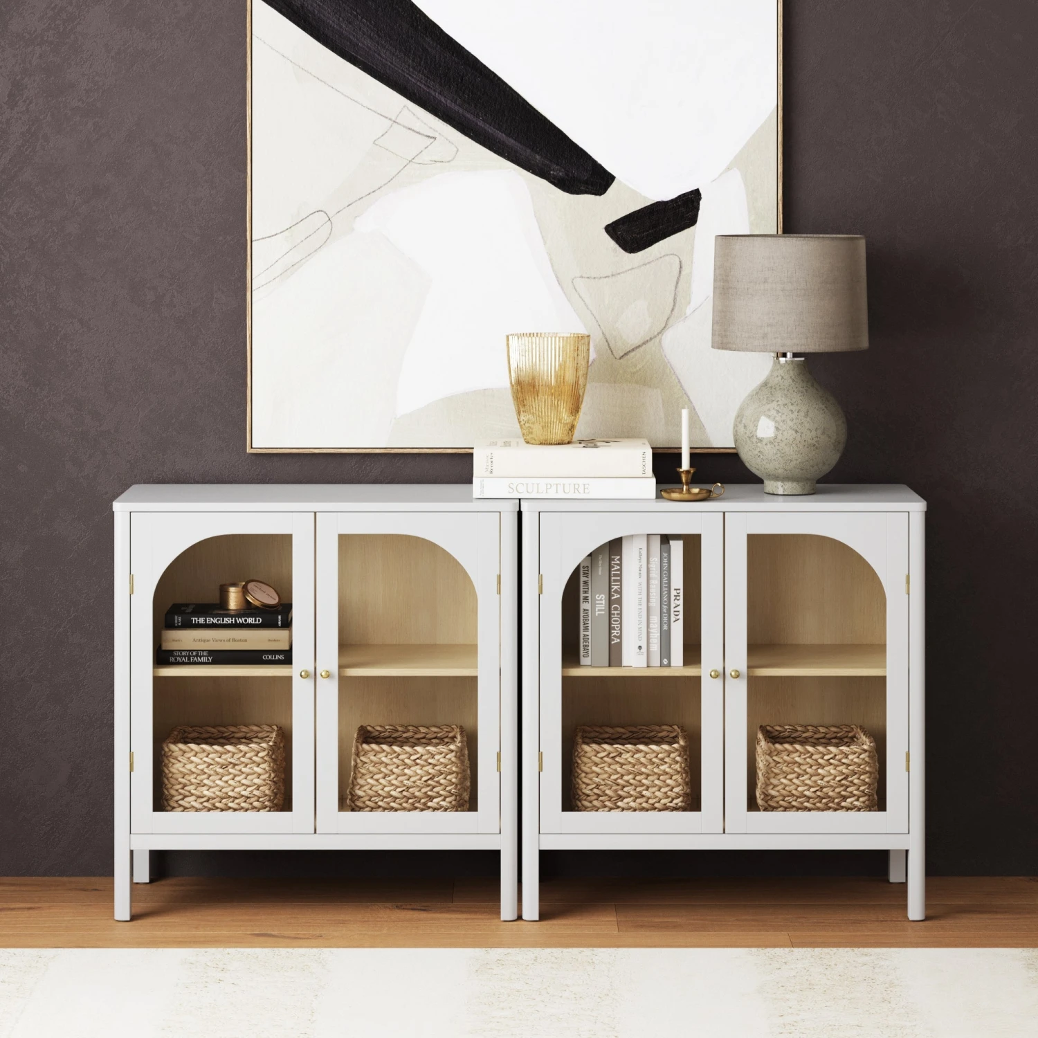 Glass Door Console Table White Glass Door Console Table White -Nathan James 71602 2 HERO