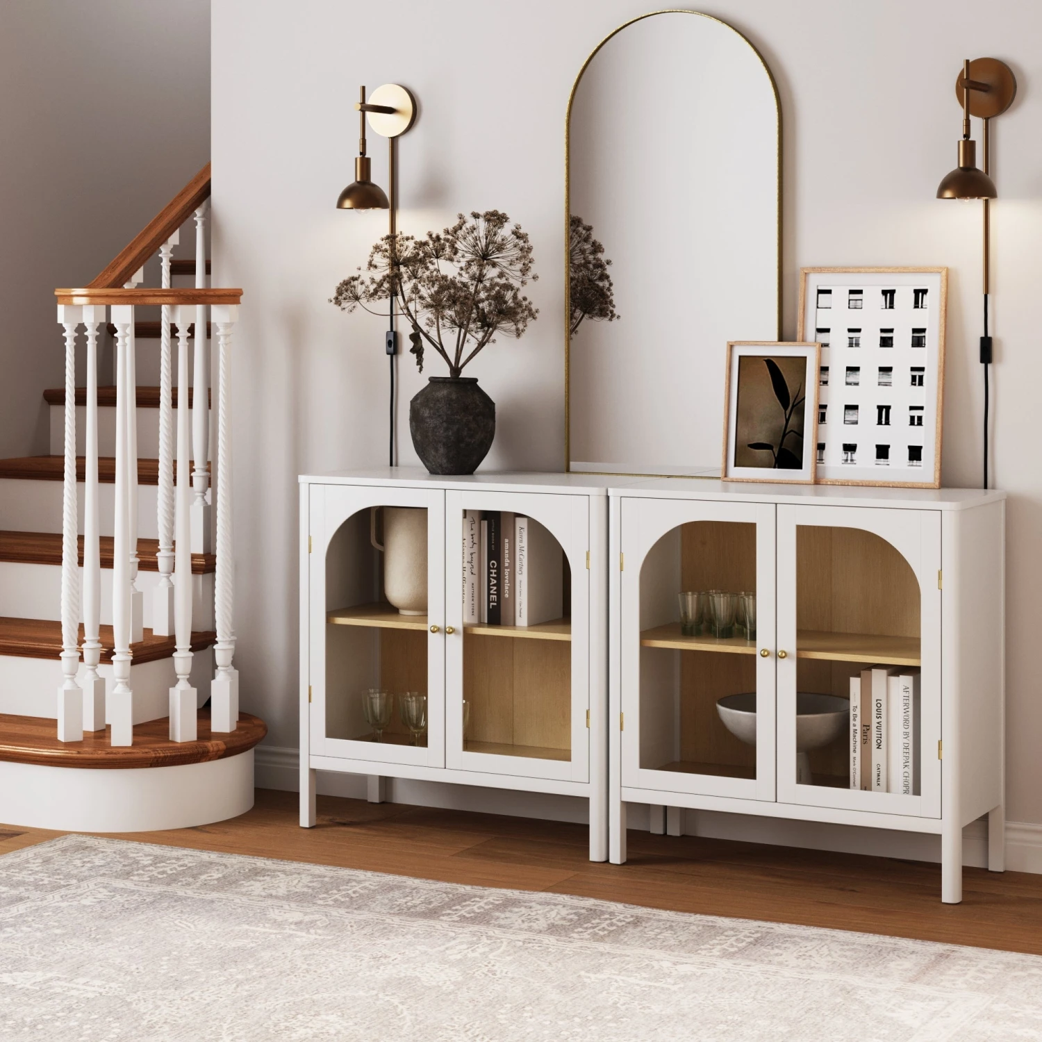 Glass Door Console Table White Glass Door Console Table White -Nathan James 71602 2 LS