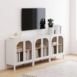 Glass Door TV Cabinet White