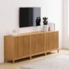 Boho Wood Fluted TV Cabinet Warm Pine