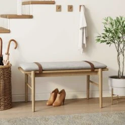Wood Removable Cushion Upholstered Bench