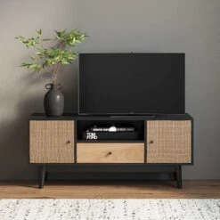 Rattan & Wood 2-Door TV Cabinet | Bonnie