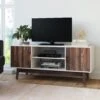 Wood TV Cabinet White Warm Medium Walnut