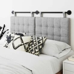 Button Tufted Queen Wall Mount Headboard