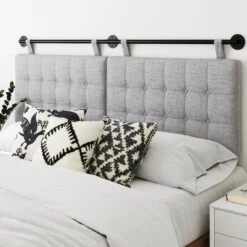 Button Tufted King Wall Mount Headboard